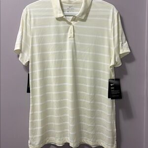 NWT Nike Dri-Fit Striped Pale Yellow Golf Polo Shirt Womens
